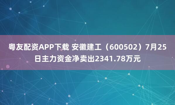 粤友配资APP下载 安徽建工（600502）7月25日主力资金净卖出2341.78万元
