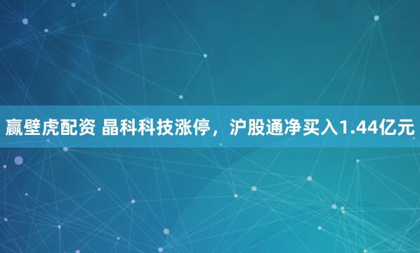 赢壁虎配资 晶科科技涨停，沪股通净买入1.44亿元